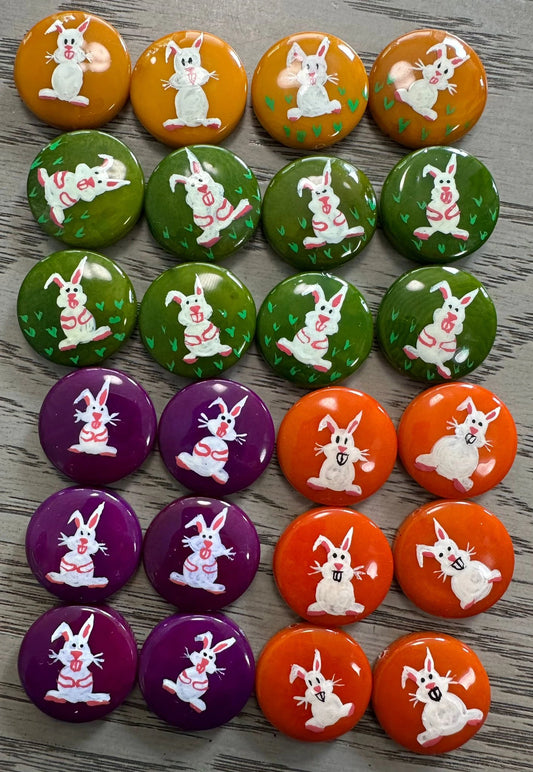 Tagua Bunny Beads. 24 Multicolored Pieces