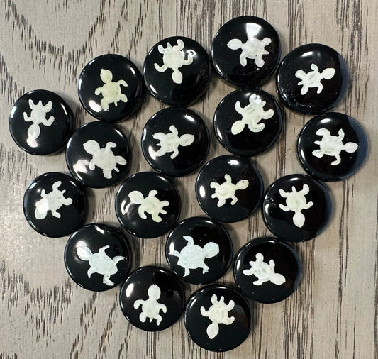 Tagua Animal Beads. 16 Hand Painted Black and White Pieces