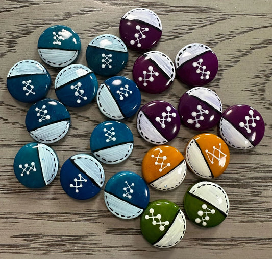 Tagua Shoes Beads. 20 Hand Painted Multicolored Pieces