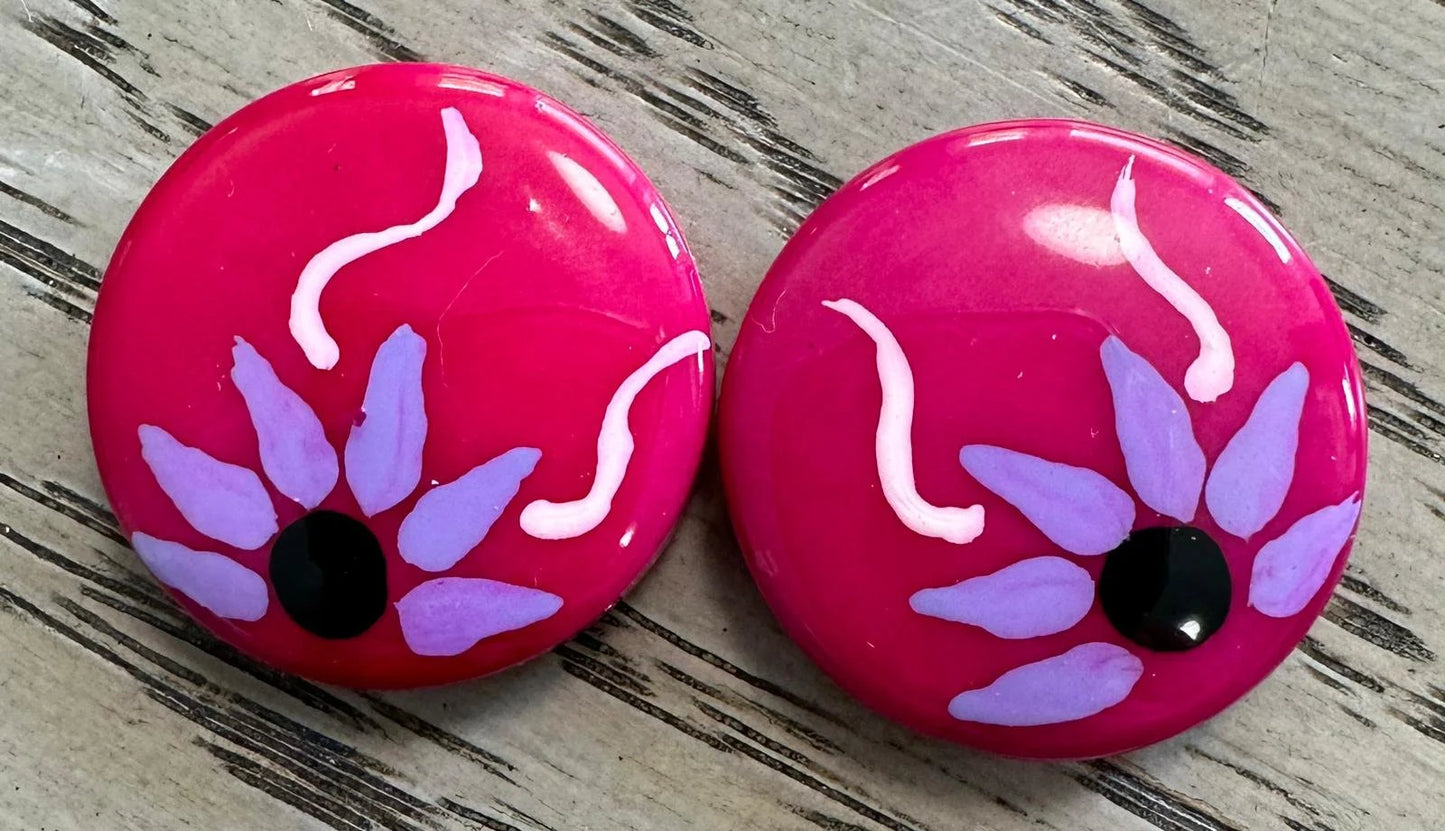 Tagua Flower Beads. 14 Hand Painted Multicolored Pieces