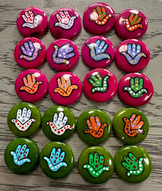 Tagua Hamsa Hand. 20 Hand Painted Multicolored Pieces