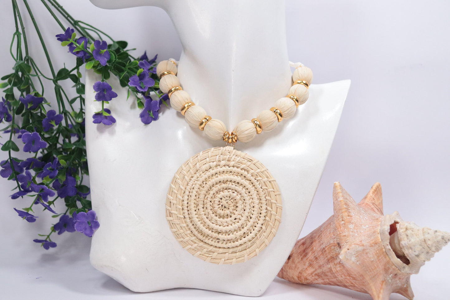 Exotic Unique Necklace Handcrafted with Iraca Palm | Natural Organic Sustainable Jewelry Eco Friendly Jewelry Handmade by Colombian Artisans