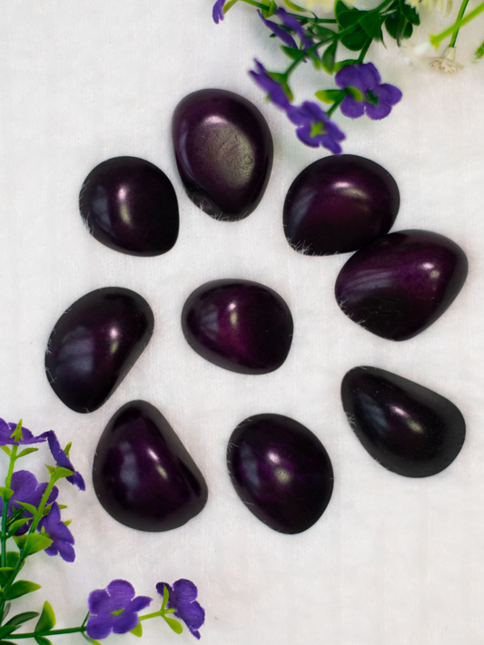 Tagua Half Nut Beads. 5 Dark Purple Pieces