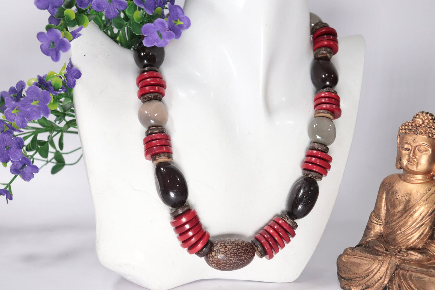 Handmade Jewelry of Seed Beads Set of Bombona Acai Tagua and Camajuro Seeds Adjustable Necklace & Earrings Organic Sustainable Vegan Artisan