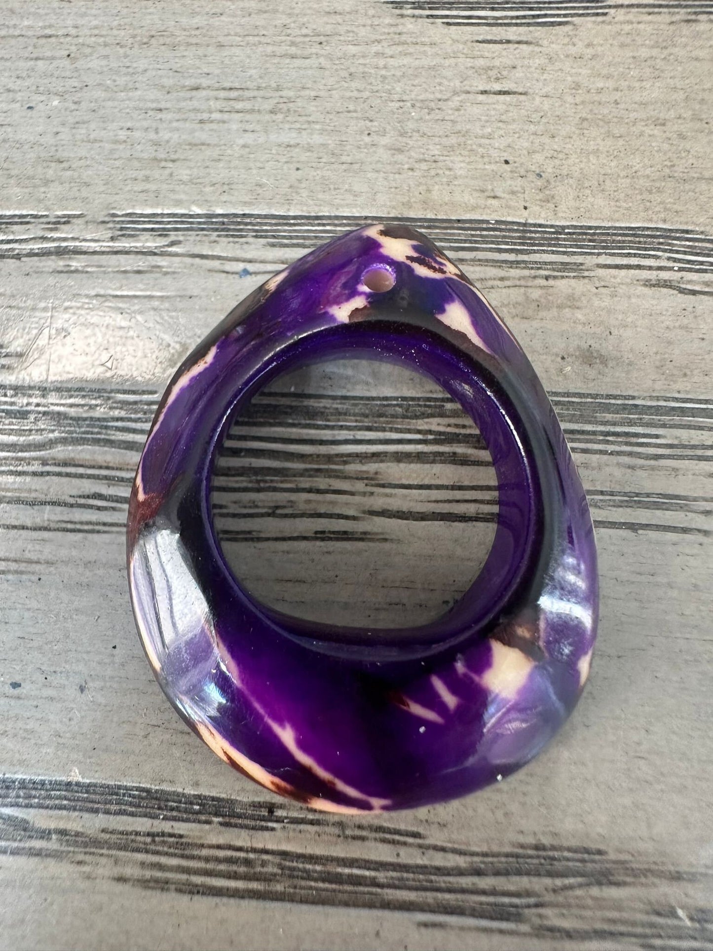 Tagua Thick Hoop Beads. 15 Multicolored Pieces.