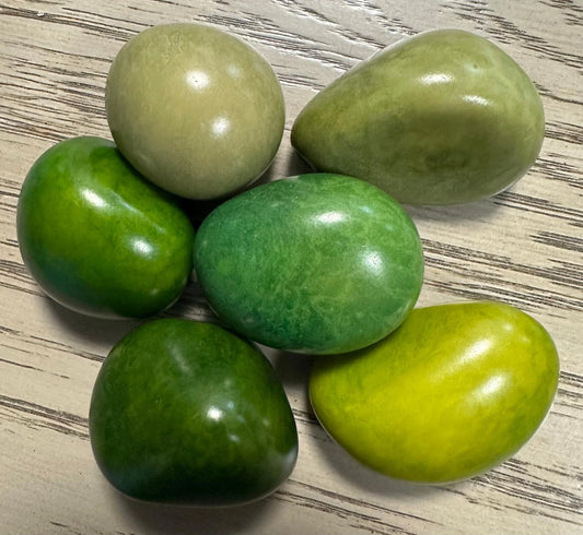 Tagua Whole Nut. 6 Mix of Green Pieces.