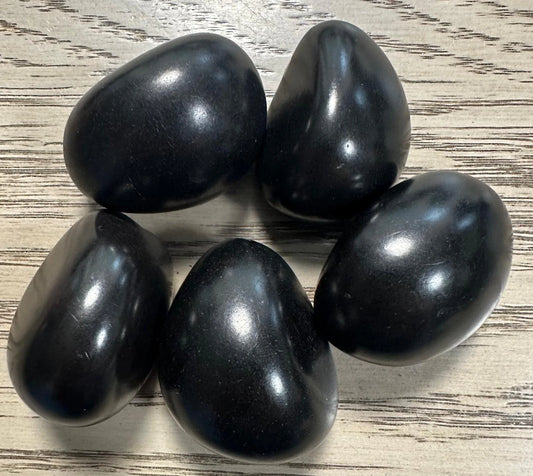 Tagua Beads. 5 Black Undrilled Pieces.