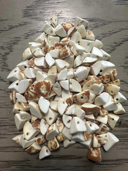 Tagua Triangle Beads. 120 Beige Pieces