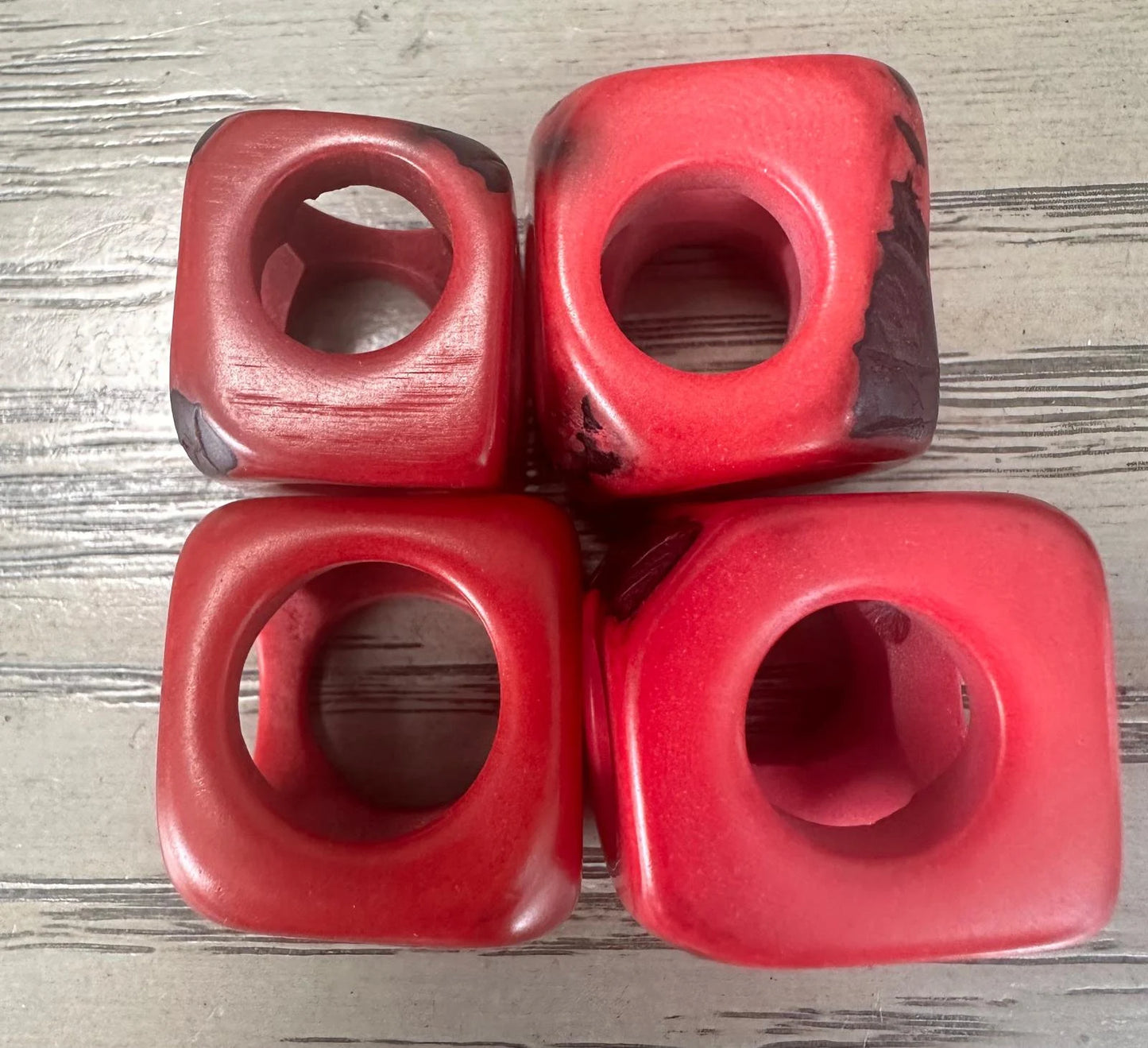 Tagua Large Cube Beads. 20 Multicolored Pieces