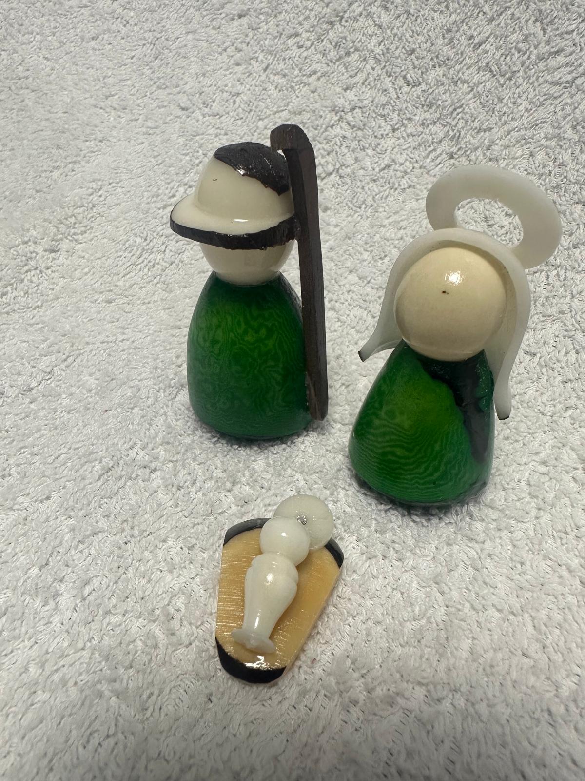 Tagua Nativity Set in Green and Brown.
