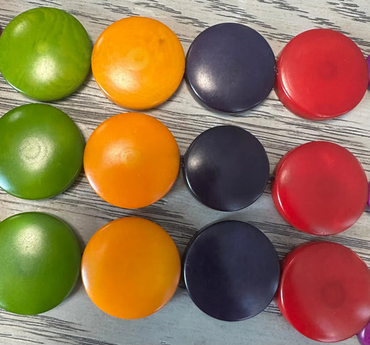 Tagua Round Beads. 20 Multicolored Pieces.