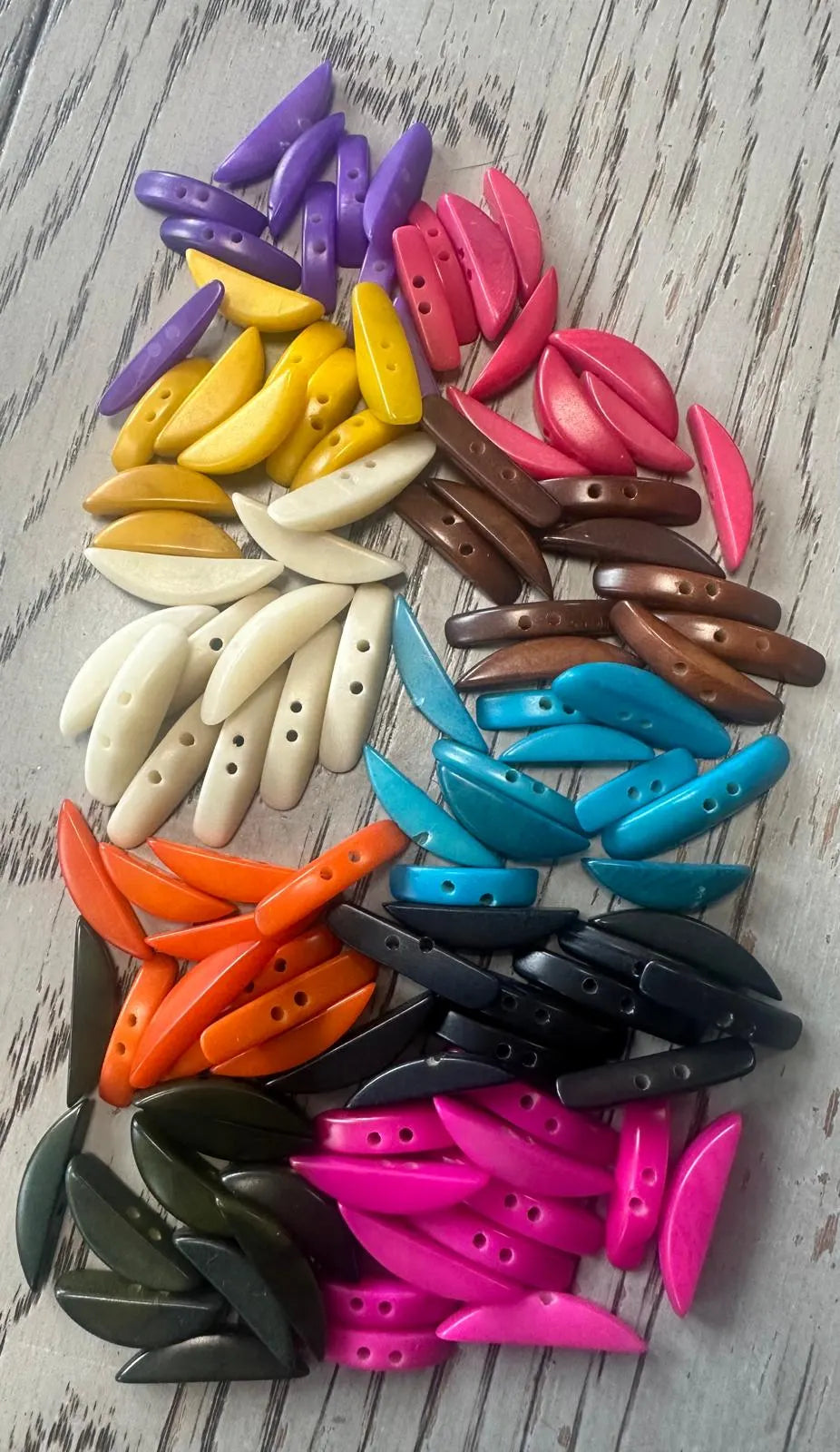 Tagua Stick Beads. 100 Multicolored Pieces