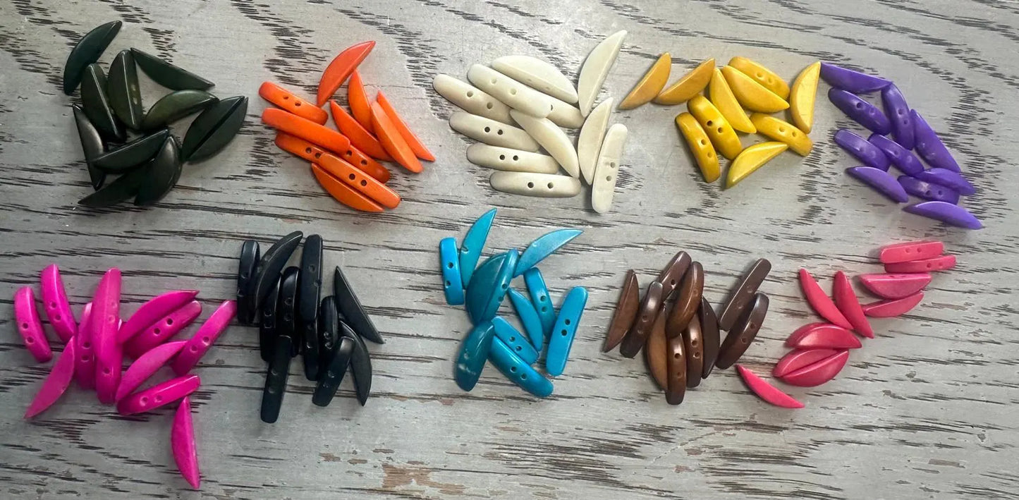 Tagua Stick Beads. 100 Multicolored Pieces