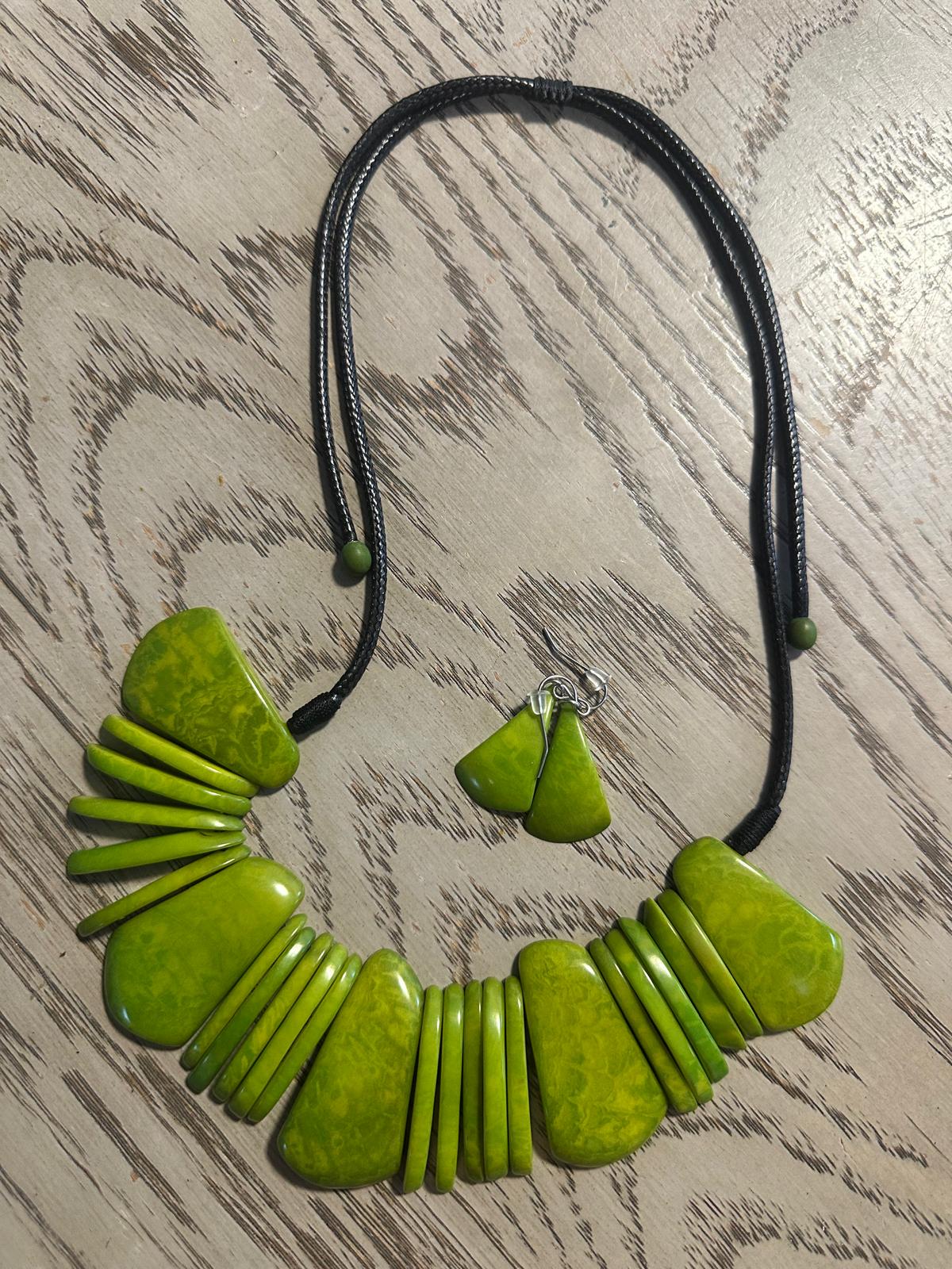 Natural Handmade Jewelry Set from Colombia Tagua Nut Seed Beads Necklace & Earrings Adjustable Eco Organic Sustainable Vegan Organic Ethical