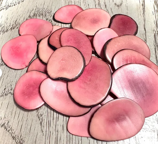 Seed Beads | Tagua Slices Light Pink 20 Slices Eco-Friendly Jewelry Making Supplies Size 3.5x3 cm. approx. DIY Handmade Drilled or Undrilled