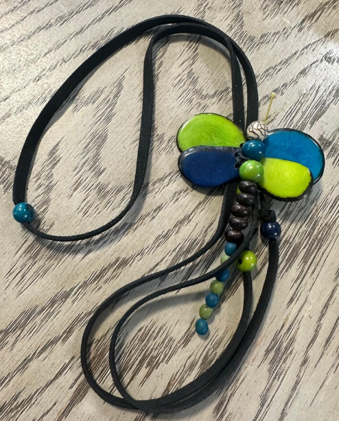 Dragonfly Jewelry Set Adjustable Necklace & Earrings Handmade in Tagua Nut Ethical Sustainable Animal Eco Seed Beads Fair Trade