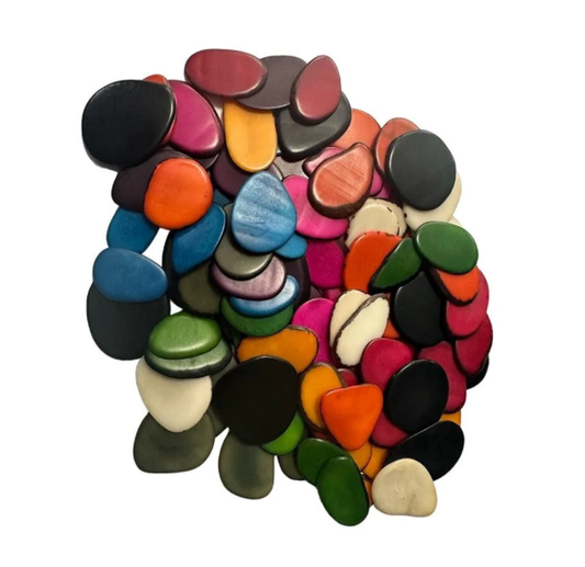 Seed Beads Tagua Slices | 100 Tagua Chips in 10 Colors Jewelry Making 4x3cm approx. Drilled or Undrilled Ethical Eco Sustainable Beading