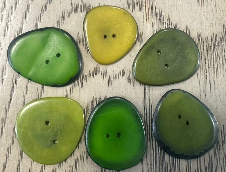 Tagua Nut Button | Bead Tagua Nut Button For Crafts & Sewing in a Green Seed Bead | 3 x 2cm approx. Tagua Jewelry Making