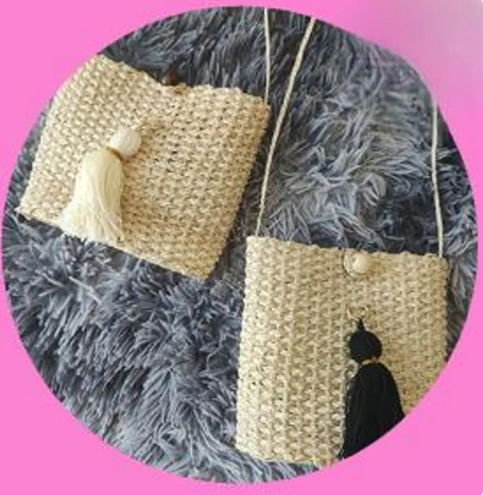 Handwoven square bag made from iraca palm | Straw bag for her Rattan bag square baske ecofriendly handmade in Colombia bohemian style