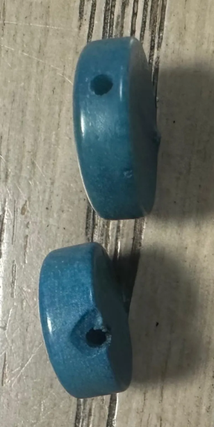 Tagua Beads Flat Coin Shaped Tagua | 40 Mini Round Beads in Blue | Eco Ethical Jewelry Making Carving Woodwork | Side Drilled Beading Eco