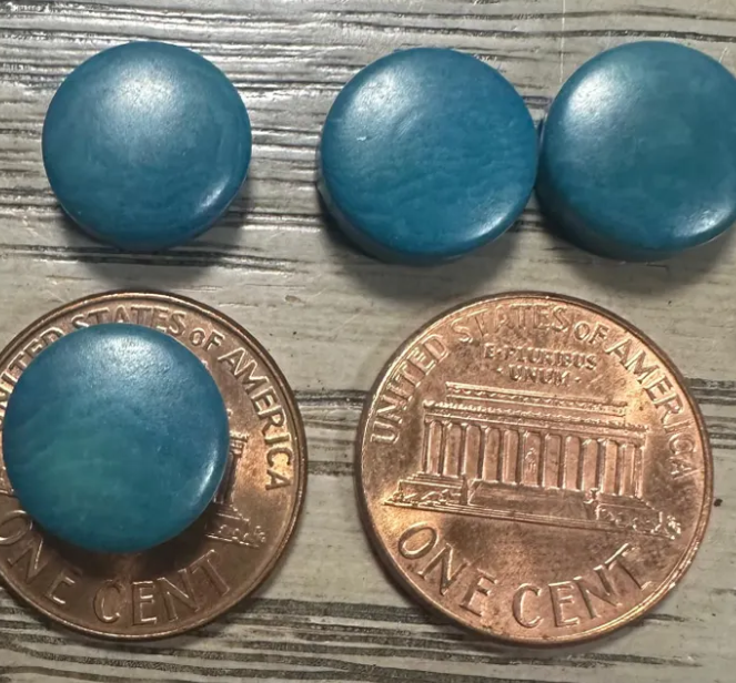 Tagua Beads Flat Coin Shaped Tagua | 40 Mini Round Beads in Blue | Eco Ethical Jewelry Making Carving Woodwork | Side Drilled Beading Eco