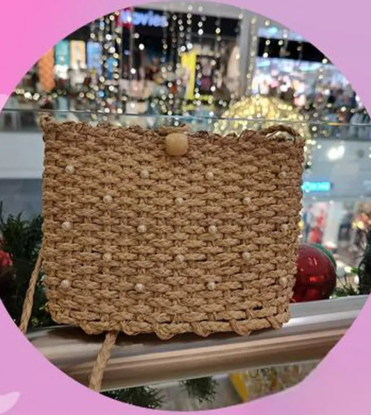 Handwoven pearl bag made from iraca palm Straw bag for her Rattan bag, mini bag, ecofriendly, ethical, handmade in Colombia, bohemian style.