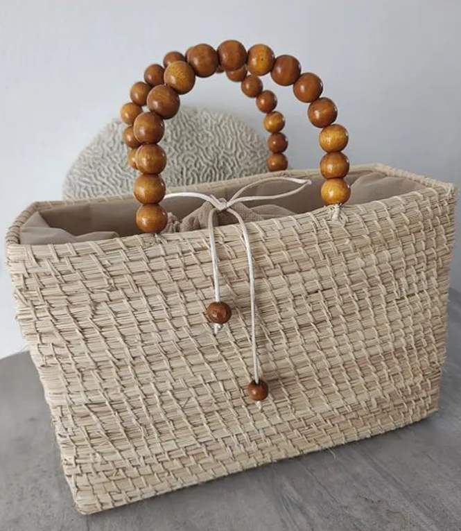 Handwoven straw bag with iraca palm | Straw bag for her. Indigo-style bag. Eco-friendly. Handmade in Colombia. Bohemian style.