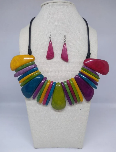 Christmas Jewelry Gifts in Tagua Nut | Tagua Jewelry Set of Necklace and Earrings | Eco Ethical & Sustainable Gift for Women