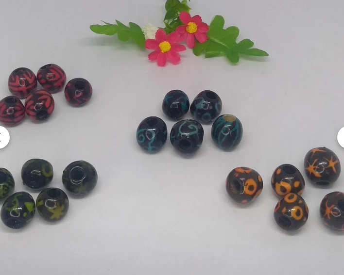 Seed Bead Bombona Seeds with Pattern in Multiple Colors 30 pcs Handmade Eco, Natural Jewelry DIY Ssutainable Seed Bead