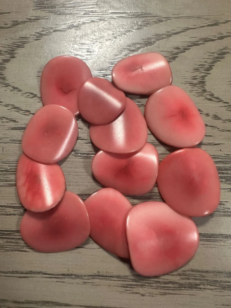 Tagua Nut Curved Slices in Light Pink Nail Shape | 15 Tagua Beads Drilled or Undrilled | 2.5x2.5 cm. approx. Jewelry-Making Natural Beads