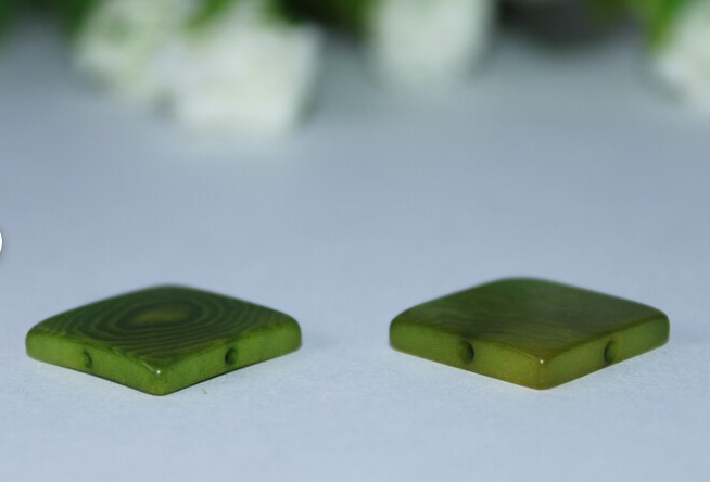 Tagua Bead Square Shape | 15 Tagua Mini Squares in Green | Size: 1 x 1 cm. | Vertical Top Drilled Eco Jewelry Making Natural Seed Beads