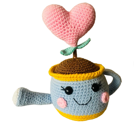 Plant in a Pot Crochet Birthday Gift Handmade Soft Cotton Stuffed Toy Nursery Christmas Gift Easter Gift Toddlers Heart pot pink crocheted