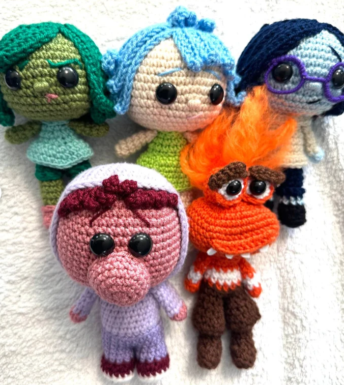 Inside Out Crochet Set of 5 Kids Gift Birthday Movie Fans Disney Amigurumi Handmade Crochet Joy Sadness Anger Fear Disgust Handmade to Order