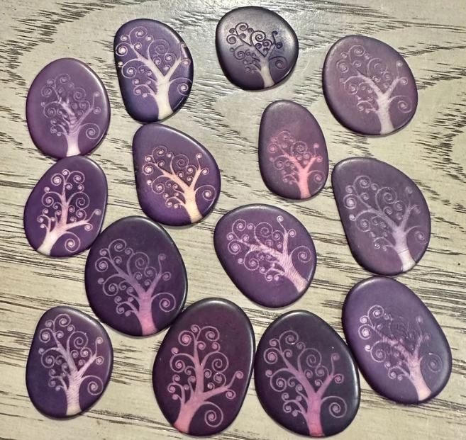 Jewelry Making Seed Beads | Tagua Nut Beads Laser Engraved Slices | 20 Tagua Chips Slices Purple Small Size Handmade Ethical Eco Sustainable