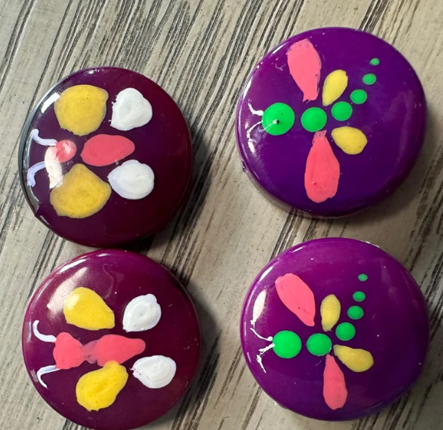 Seed Beads Tagua Bead Round Coin Shape with Insect Pattern Handpainted | 2 cm. approx. Sustainable Jewelry Making Supplies | 16 Tagua Eco