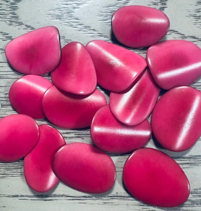 Tagua Nut Beads Curved Slices Pink Nail Shape 15 Beads Drilled or Undrilled | 3x3 cm. approx Seed Beads Jewelry Ethical Beading Sustainable