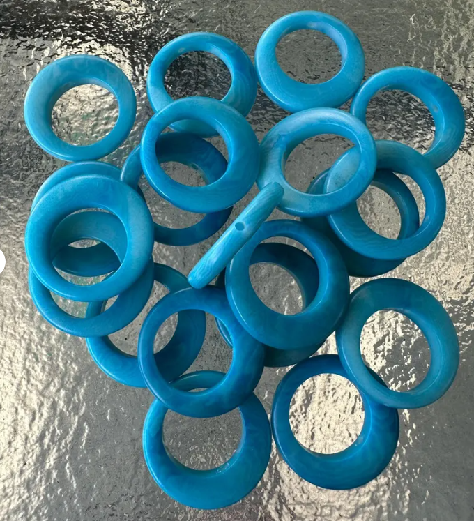 Tagua Nut Seed Beads Blue Tagua Round Hoop Ring Disc Circle Conector | 15 Discs Jewelry Making Supplies 2cm. approx. Vertically Drilled