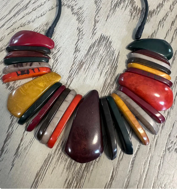 Tagua Beads Tagua Nut Necklace and Earrings Set. Sustainable Jewelry Spring Fall Boho Handmade Natural Organic Vegan Jewelry Gift For Her