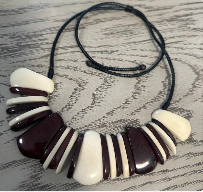 Tagua Beads Tagua Nut Necklace and Earrings Set. Sustainable Jewelry Spring Fall Boho Handmade Natural Organic Vegan Jewelry Gift For Her