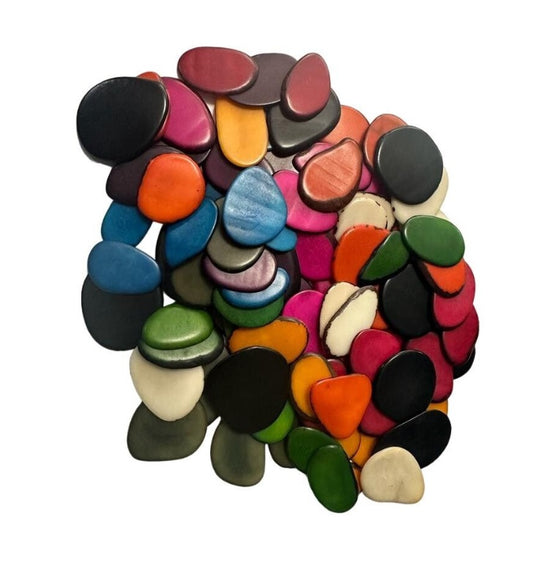 Tagua Slices Beads. 100 Multicolored Chips