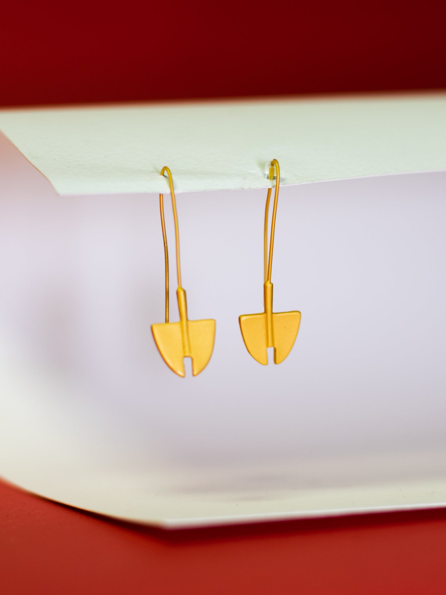 24K Gold Plated Pre-Columbian Muisca Symmetrical Drop Earrings.