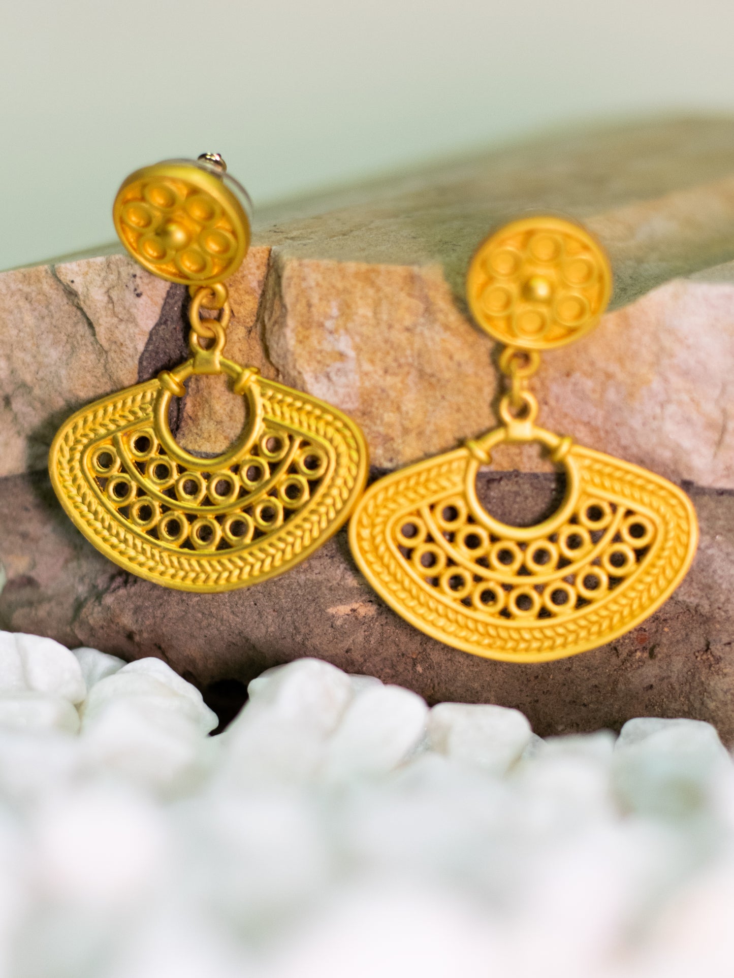 24K Gold Plated Pre-Columbian Muisca Nariguera Earrings.