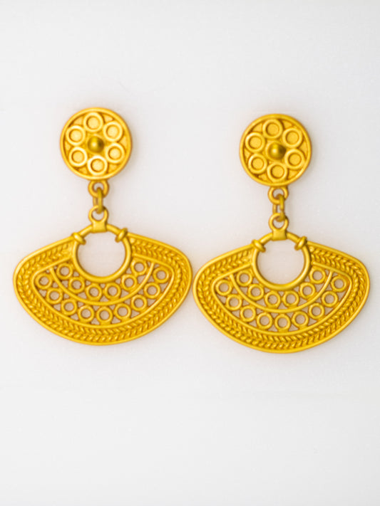 24K Gold Plated Pre-Columbian Muisca Nariguera Earrings.