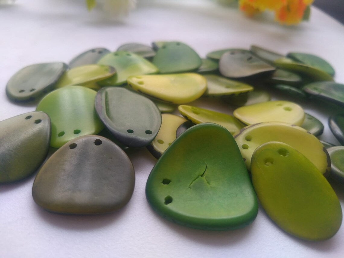 Tagua Chip Slices Beads. 20 Pieces in Multiple Colors.