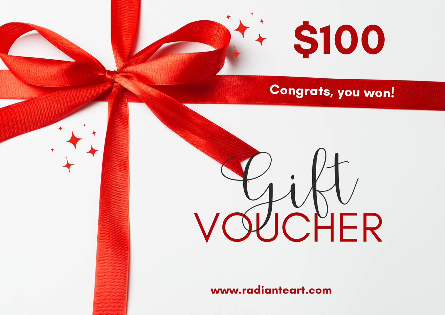 YOU RECEIVED THIS GIFT CARD FROM RADIANTE ART FOR US$ 100