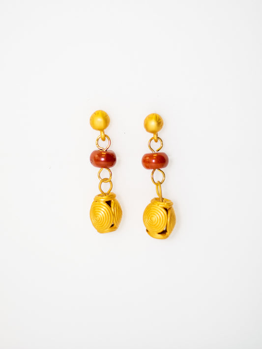 24K Gold Plated Pre-Columbian Muisca Drop Earrings.