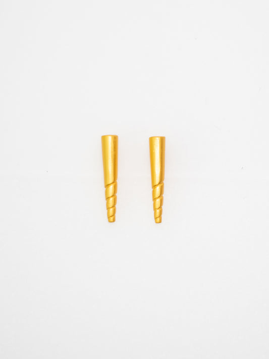24K Gold Plated Pre-Columbian Muisca Horn Shaped Earrings.