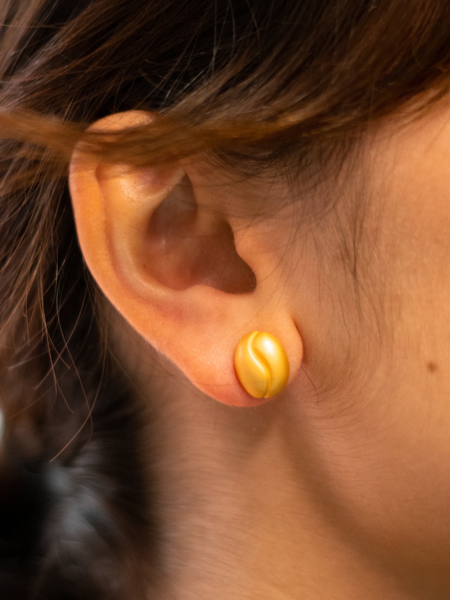 24K Gold Plated Pre-Columbian Muisca Coffee Bean Earrings.