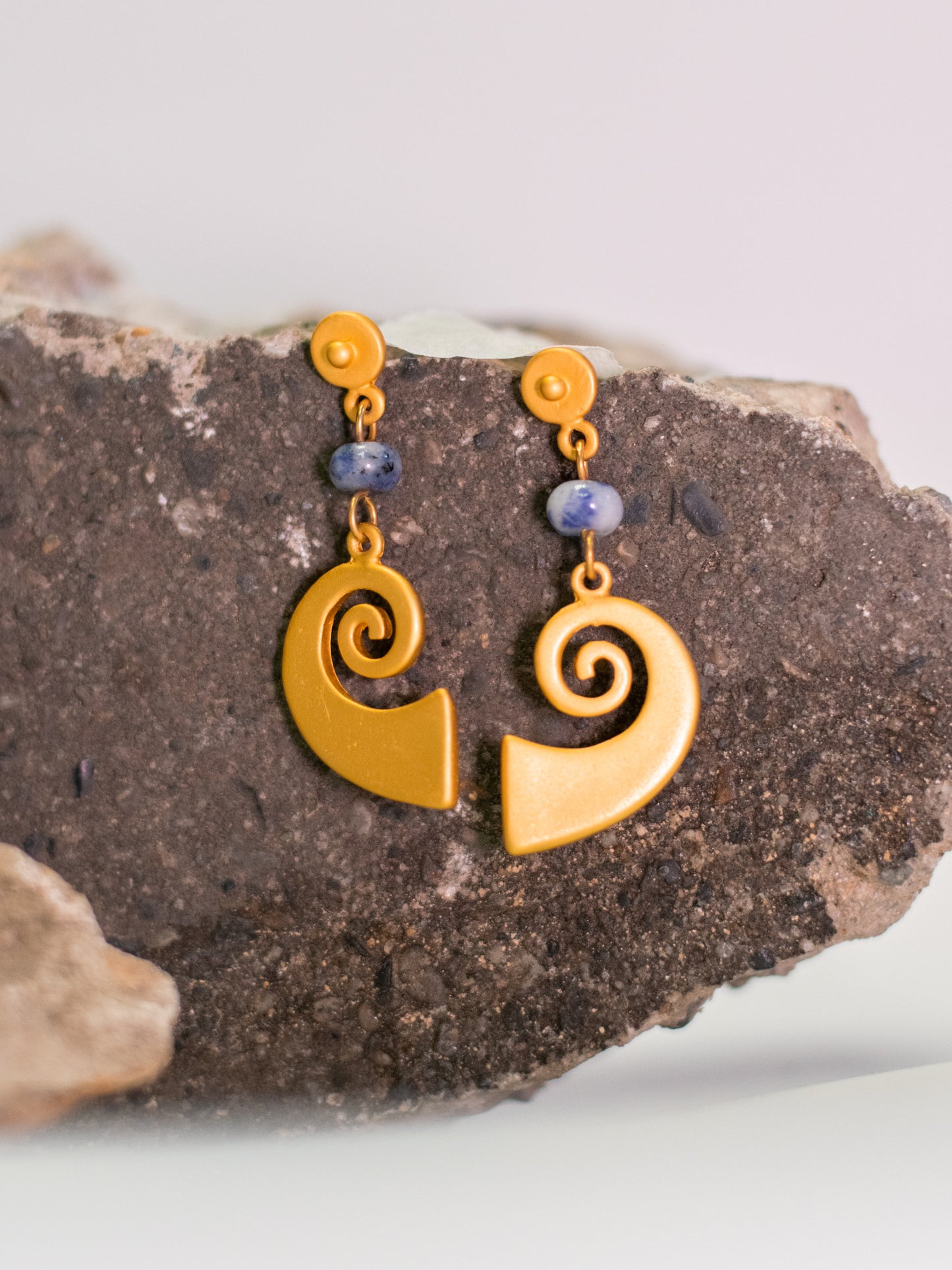 24K Gold Plated Pre-Columbian Muisca Spiral Earrings.