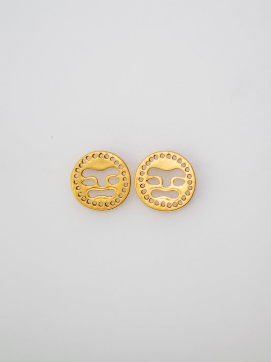 24K Gold Plated Pre-Columbian Muisca Mask Earrings.
